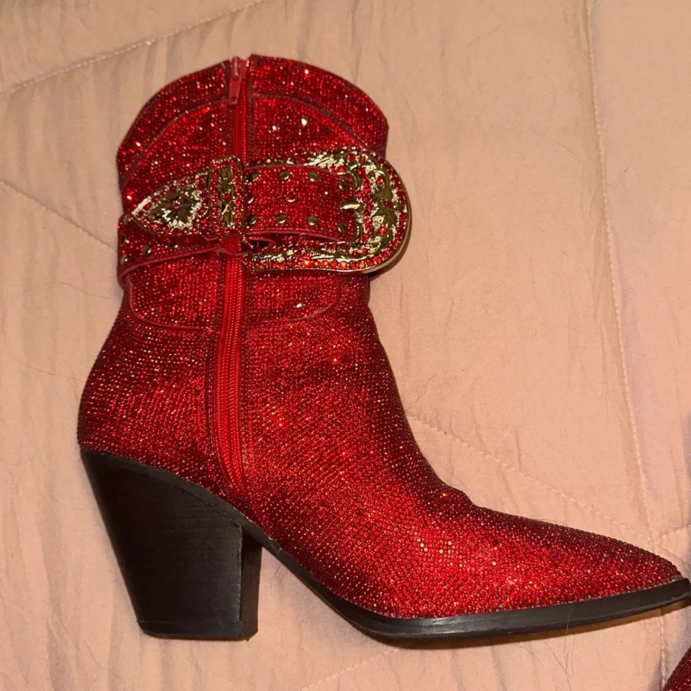 Red Rhinestone Cowgirl Boots. Size 10 from Buckle.
Worn once. - Picture 1 of 3